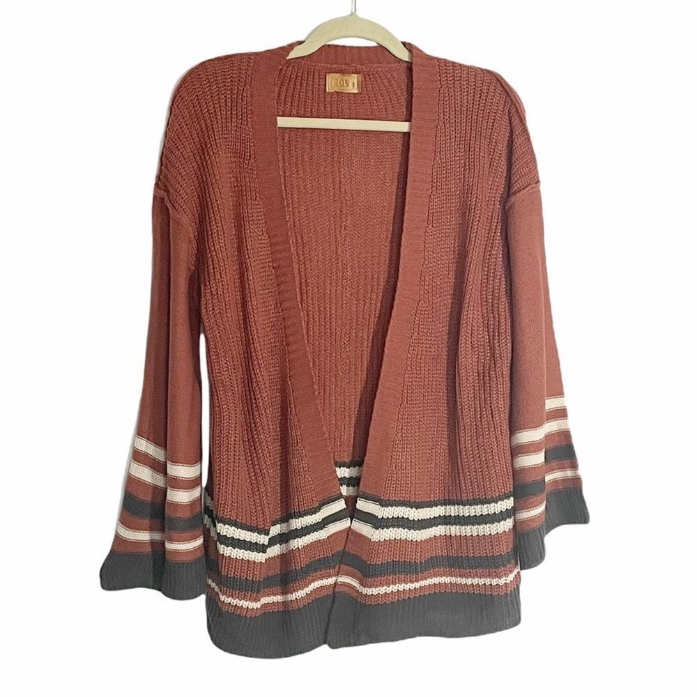 POL Rust Open Front Knit Cardigan NWOT S